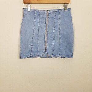 We The Free People Denim Mini Skirt Super Stretch Blue Size 4